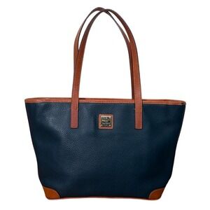 Dooney & Bourke Charleston Pebble Grain Large‎ Tote Navy Blue Leather Classic